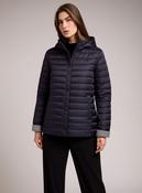 Navy Waterproof &amp; Windproof Hooded Lightweight Padded Jacket with Stripe Cuffs image