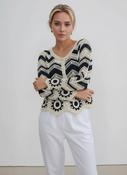 Navy &amp; Cream Crochet Knit Button Boho Cardigan