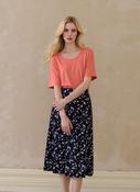 Orange &amp; White Floral Pull On Elasticated Skirt image