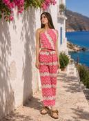 Pink One Shoulder Printed Co-Ord Set – Wide Leg Trousers &amp; Matching Top