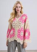 Pink &amp; Cream Crochet Button Front Cardigan