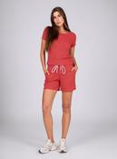 Orange Striped Short Sleeve Co-Ord Lounge Set with Drawstring Shorts image