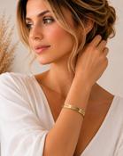 Elegant Gold Stainless Steel Adjustable Bangle for Women | Pave CZ &amp; Durable Design image