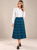 Teal Check Pleated Lined Elasticated Straight Skirt image