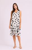 White Polka Dot Layered Chiffon Midi Sleeveless V-Neck Occasion Dress image