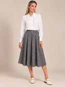 White &amp; Black Geometric Print Pull On Elasticated Skirt image