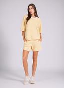 Yellow Striped Co-Ord Shorts Set with Oversized Top image