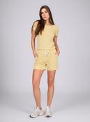 Yellow Striped Short Sleeve Co-Ord Lounge Set with Drawstring Shorts image