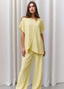 Yellow Textured Two Piece Co-Ord Set Relaxed Fit Overlay Top &amp; Wide Leg Trousers image