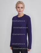 Purple Round Neck Cable Knit Jumper