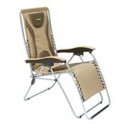 Outback Relaxer Beige Padded Sun Lounger with Timber Armrests in