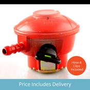 37mbar, 27mm Clip on Propane Regulator with Clips and Hose for Patio &amp; Gaslight cylinders