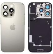 Premium, iPhone 16 Pro, Back Glass with Rear Camera Lens Cover + Fastening Piece + Wireless Charging and Back Cover Magnets + Flash Anti-Dust Mesh + NFC Wireless Charging Coil - Natural Titanium - Gary’s Tech Hub image