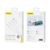 FONENG, XS01 1.2M 3-in-1 Cable (3A) USB-A to Micro+Usb-C+Lightning – White - Gary’s Tech Hub image