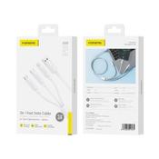 FONENG, XS07 1.2M 3-in-1 Trident Cable (3A) USB-A to USB-C, Lightning and Micro USB, White - Gary’s Tech Hub image