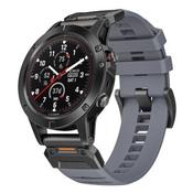 Garmin 22MM / 26MM 3rd Gen - 7th Gen, Stainless Steel / Rubber, Quick fit Watch Strap - Grey - Gary’s Tech Hub