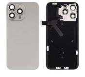 Premium, iPhone 15 Pro Max, Back Glass with Rear Camera Lens Cover + Fastening Piece + Flashlight + Wireless Charging and Back Cover Magnets + Flash Anti-Dust Mesh + NFC Wireless Charging Coil - Natural Titanium - Gary’s Tech Hub image