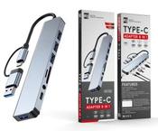 R8, AH-06, 8-IN-1 Type-C / USB Adapter HUB, 4x USB Ports, 1x USB-C Port, 1x 3.5mm Port, 1x TF Port, 1x SD Port - Gary’s Tech Hub image