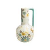 Large Vase with Flower Motif Blue &amp; Yellow image