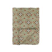 Quilted Throw with Batik Pattern Green &amp; Terracott image