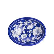 Ceramic Soap Dish White &amp; Blue image