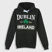 Dublin Ireland Shamrock Hoodie Forest Green