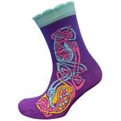 Celtic Motif Ladies Socks -  Purple &amp; Turquiose image
