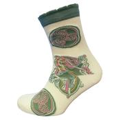 Celtic Motif Ladies Socks - Cream &amp; Green image