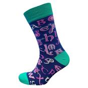 Navy &amp; Turquoise Book of Kell's Alphabet Men's Socks image
