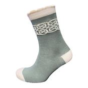 Celtic Knot Thyme Green &amp; Cream Ladies Socks image