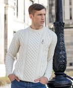 Honeycomb Stitch Blasket Aran Sweater - L / Beige