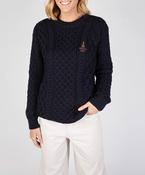 Honeycomb Stitch Blasket Aran Sweater - M / Navy image