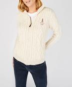 Traditional Aran Zipped Hooded Jacket - XS / Beige image