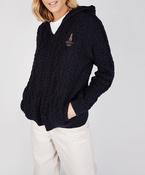 Traditional Aran Zipped Hooded Jacket - XS / Navy image