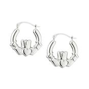Silver Claddagh Creole Hooped Earrings image