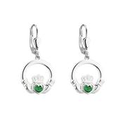 Silver Crystal Claddagh Drop Earrings image