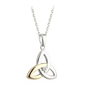 Solvar Sterling Silver Trinity Knot Diamond Pendant image