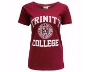 Trinity College Dublin Crest Ladies T-Shirt Burgundy &amp; White - XS image