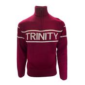 Trinity Jacquard Knitted 1/4 Zip - Burgundy &amp; Cream - S image