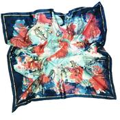 Trinity College Dublin Silk Scarf Navy &amp; Coral image