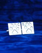 Paw print silver cufflinks with initials image