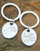 Hand/Foot Print single silver keyring - oval