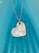 Charm heart double print silver small necklace