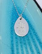 Hand/Foot print single silver necklace - medium teardrop shape image