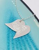 Hand/Foot print double stacked silver necklace - wavy heart shape image
