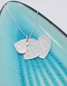 Paw print triple stacked silver necklace - traditional heart shape image
