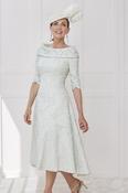 John Charles Wide neckline dress with collar and 3/4 sleeve - Pistachio image