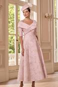 John Charles - A-Line Jacquard dress with illusion beading - Petal