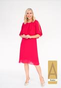 Avalon - Chiffon dress with split sleeve - Coral Red