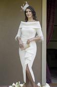 Anoola dress with boat neck and frill detail